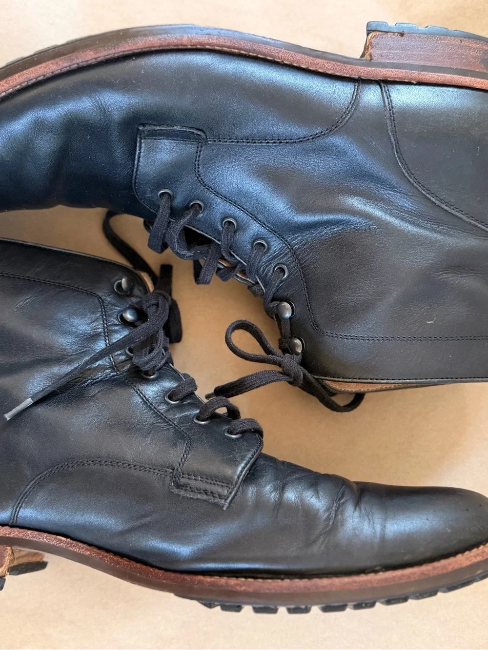 Warfield  & Grand black leather lace up boots